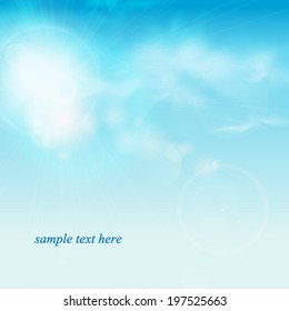 Vector illustration sun in the blue sky.