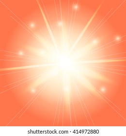 Vector illustration sun in the blue sky
