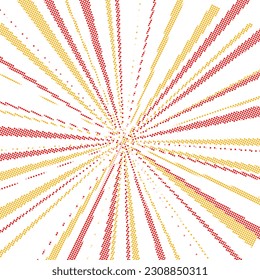 Vector illustration of sun burst dotted style in yellow, orange and green