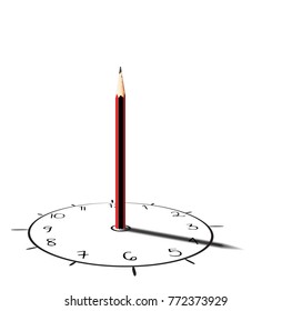 Vector illustration: sun clock made of pencil