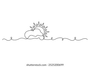 Vector illustration of sun and cloud continuous one line drawing 