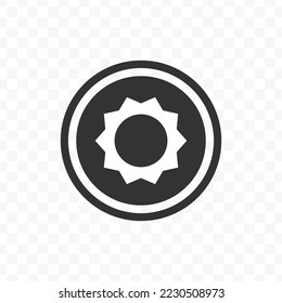 Ilustración vectorial del icono de moneda Sun en color oscuro y fondo transparente (png).