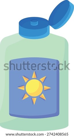 Vector illustration of a sun cream bottle priced at 1 credit, USD $1.