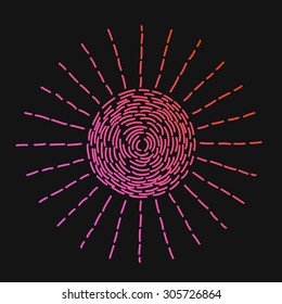 vector illustration sun. Dash line