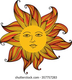 Vector illustration of Sun with face