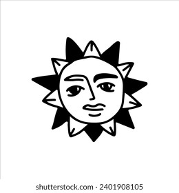 vector illustration of sun faced character