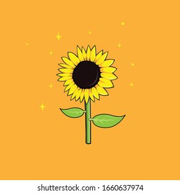 Vector Illustration Sun Flower Flat Design Style