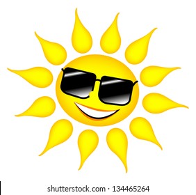 vector illustration of a sun with glasses