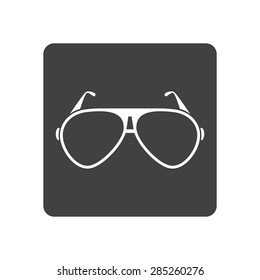 Vector illustration of sun glasses icon. Black  isolated on white background. Button.