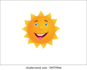 Vector illustration of the sun with a happy face.