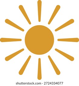 Vector illustration of sun icon with radiant rays, circular shape, energy symbol, warmth element, and daylight graphic design