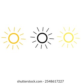 Vektorgrafik. Sonnensymbol einzeln auf weißem Hintergrund. 