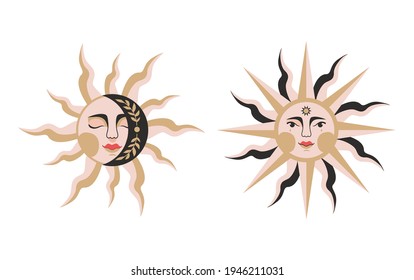 Vector illustration of sun. The illustration is isolated.