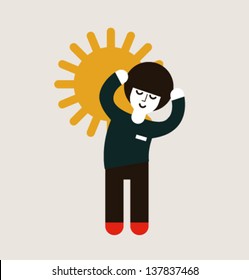 Vector illustration. Sun. Man