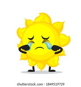 vector illustration of sun mascot or character crying