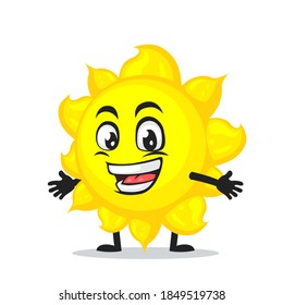vector illustration of sun mascot or character open hand