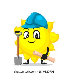 ilustración vectorial de la mascota solar o del personaje que usa el disfraz de constructor