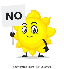 ilustración vectorial de la mascota del sol o signo de retención de caracteres dice no