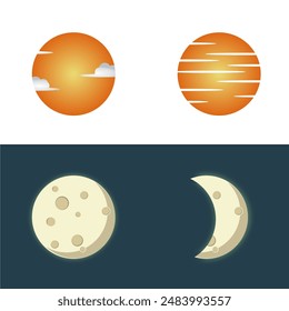 Vector illustration of the sun and moon