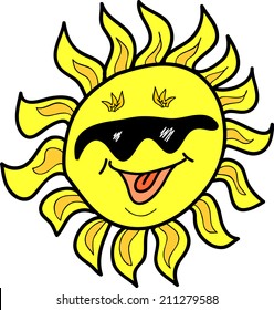 Vector illustration of a sun on a white background 