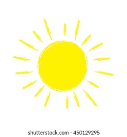 Vector illustration of a sun on a white background. Figure styled children