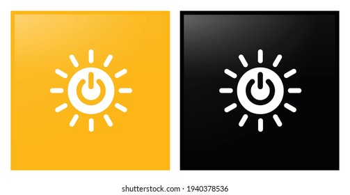 vector illustration of a sun with the power button in it. Affordable and Clean Energy Icon for Corporate social responsibility. Sustainable Development Goals inspiration. Vector Icon.