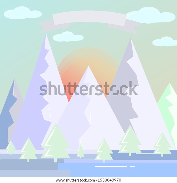 Vector Illustration Sun Rising Behind Mountains: vector de stock (libre ...
