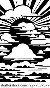 ilustración vectorial de la caricatura del sol y el cielo
