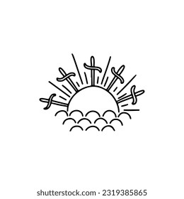 Vektorgrafik von Sonne mit Schwertkonzept