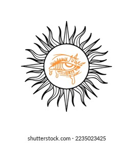 vector illustration of sun symbol with eye