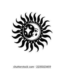vector illustration of sun symbol with moon