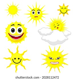 vector illustration of the sun with various shapes and expressions
Cute sun treasures are perfect for adding icons to nature or kids themed designs