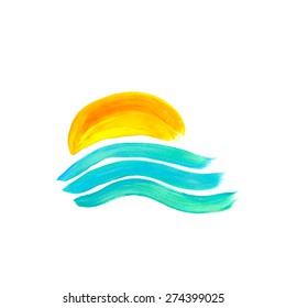 Vector illustration of Sun and waves