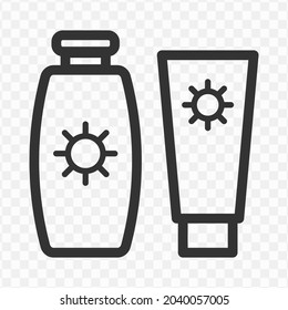 Vector illustration of sunblock  lotion icon in dark color and transparent background(png).