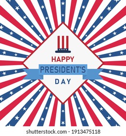 Vector illustration of sunburst background graphics with USA flag colors with American flag and stars. Vector patriotic sign of President's Day celebration