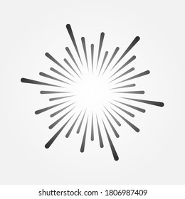 Vector illustration of sunburst, starburst or explosion of fireworks on a light background.