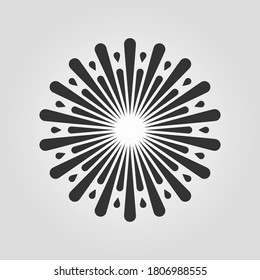 Vector illustration of sunburst, starburst or explosion of fireworks on a light background.