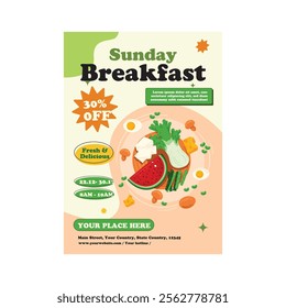 Vector illustration of Sunday breakfast flyer poster template design