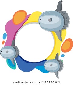 Vektorgrafik von Sonnenfischen mit lebhaftem abstraktem Hintergrund.