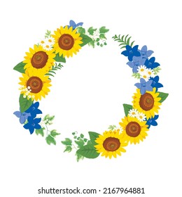 Vector illustration of Sunflower and delphinium background.