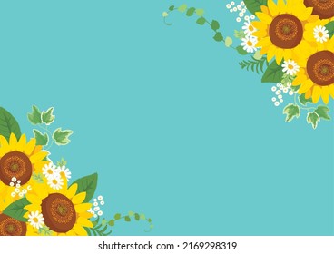 Vector illustration of Sunflower and ivy background.