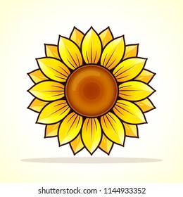 Vector illustration of sunflower on white background