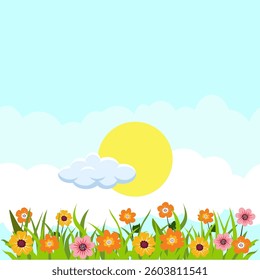 vector illustration of sunflower scenery