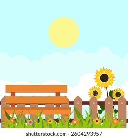 vector illustration of sunflower scenery
