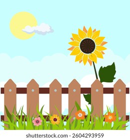vector illustration of sunflower scenery