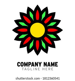 vector illustration of a sunflower shape for logo, mandala illustration, symmetry shape.