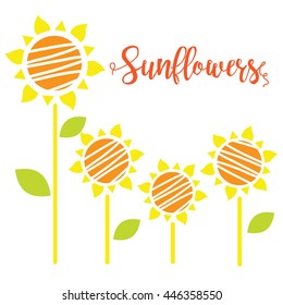 Vector illustration of sunflowers. Sunflowers Isolated on white background.