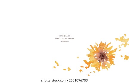 Vector illustration of sunflowers. Summer sunflower background with watercolor touch.