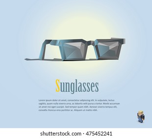 Vector illustration of sunglasses, isolated object, isometric man character, modern polygonal icon.