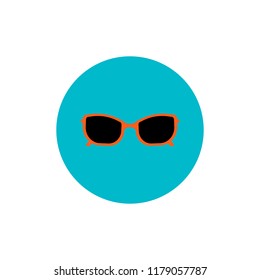 Vector illustration. Sunglasses isolated on blue round background. sunglasses icon. 